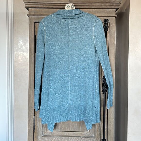 LABEL + thread blue long knit cardigan sweater size medium - Picture 3 of 10